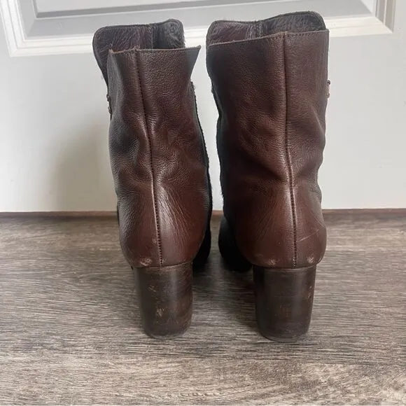 Leather Calf Hair Heeled Ankle Boots Booties Size 10 Velez for Leather Lovers