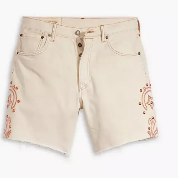 Levi's 501 '93 Cut Off Rodeo Boots Shorts in Ecru Unisex NWT