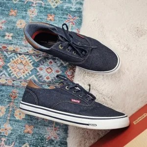 Levi’s Comfort Mens Blue Lace Up Skateboard Denim Canvas Shoes Size 9.5
