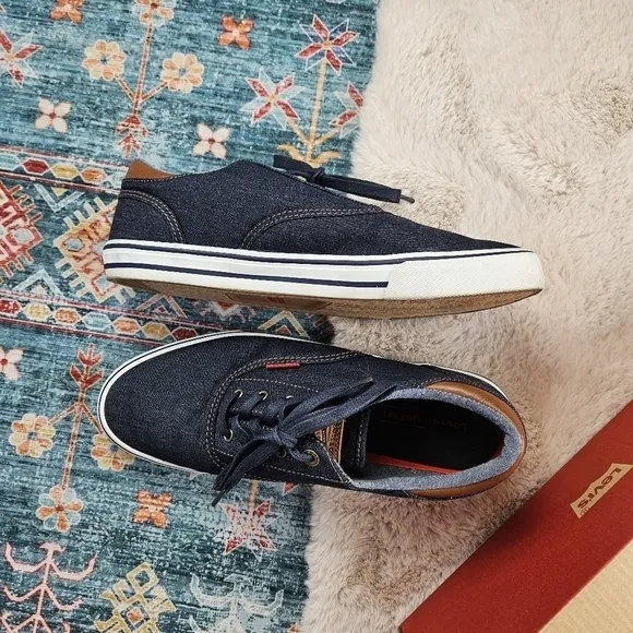 Levi’s Comfort Mens Blue Lace Up Skateboard Denim Canvas Shoes Size 9.5