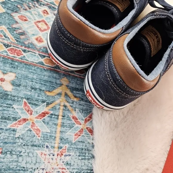 Levi’s Comfort Mens Blue Lace Up Skateboard Denim Canvas Shoes Size 9.5