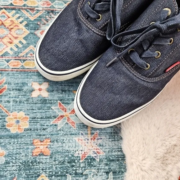 Levi’s Comfort Mens Blue Lace Up Skateboard Denim Canvas Shoes Size 9.5