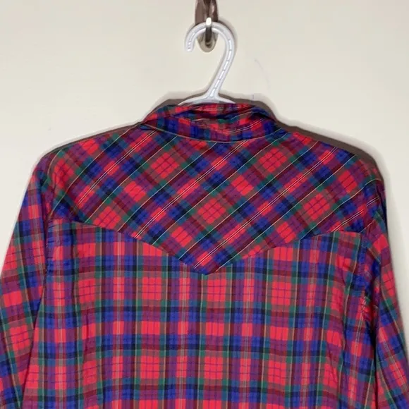 Levi’s vintage 70s pearl snap button plaid shirt