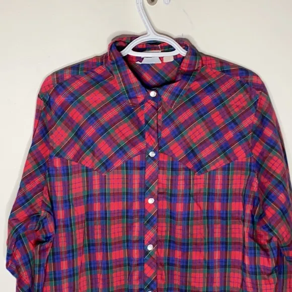 Levi’s vintage 70s pearl snap button plaid shirt
