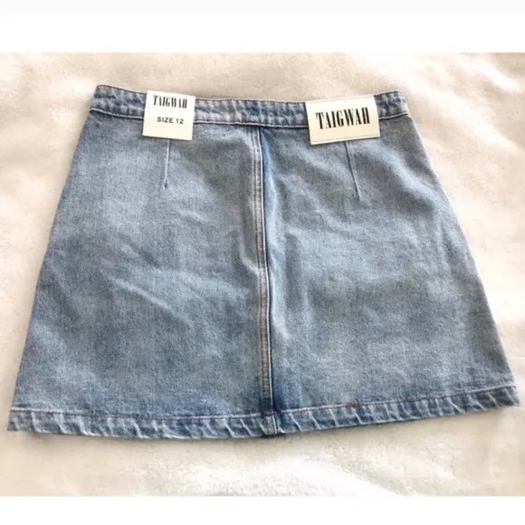 LF Rainbow Patch Denim Mini Skirt by Taigwah