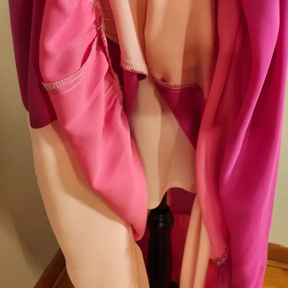 LFD Pink Color Block Maxi Dress w/ Shoulder Ties, Size Medium