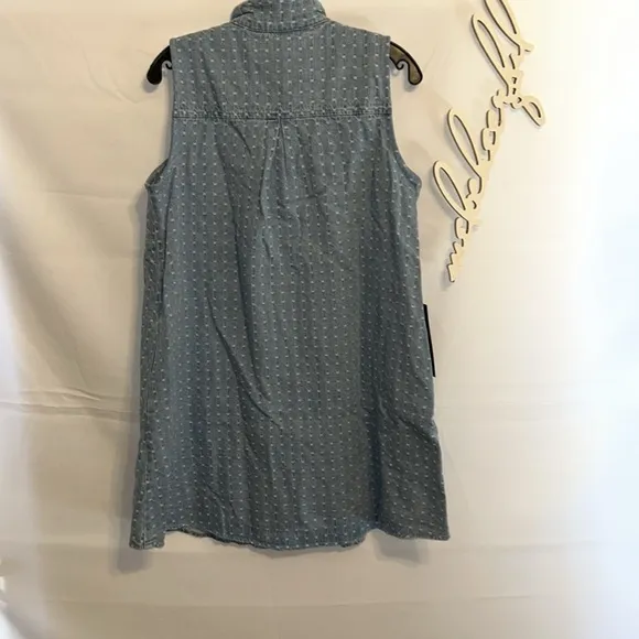 Light Wash Denim Dot Sleeveless Charlie Dress
