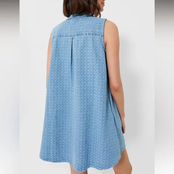 Light Wash Denim Dot Sleeveless Charlie Dress