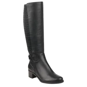 LIKE NEW Easy Spirit Nevalie Stretch Back Tall Black Leather Boots SZ 9.5W