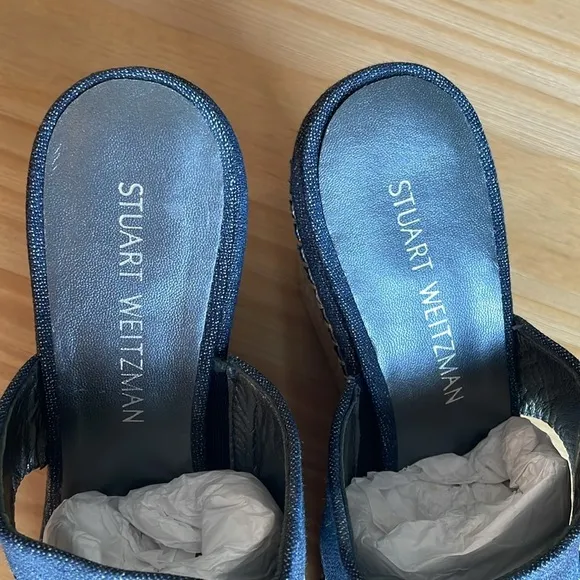Like New! Stuart Weitzman Espadrille Denim Wedges
