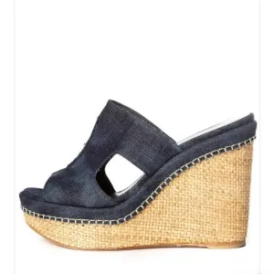 Like New! Stuart Weitzman Espadrille Denim Wedges
