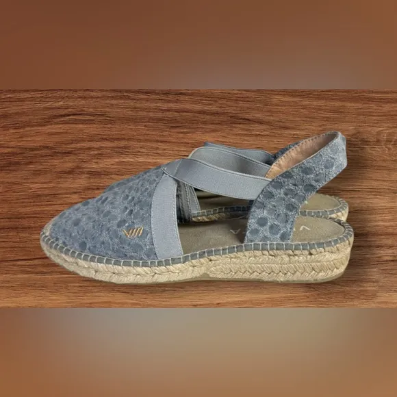 Like new! Viscata Canvas Espadrille Sandal Wedges Blue
