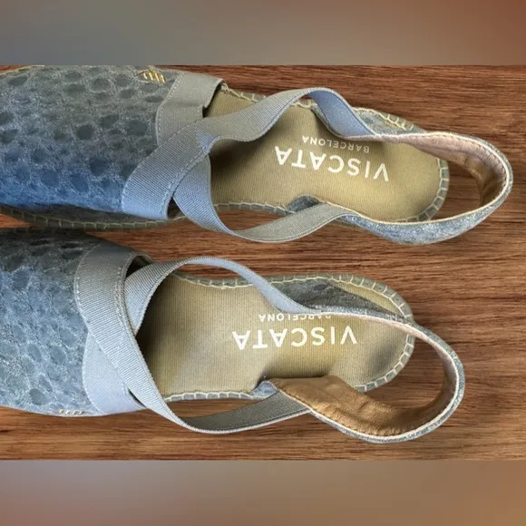 Like new! Viscata Canvas Espadrille Sandal Wedges Blue