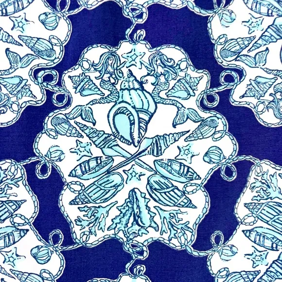 Lilly Pulitzer Adorable Rilee Bright Navy Hey Sailor Mermaid Lace Up Dress 2 EUC
