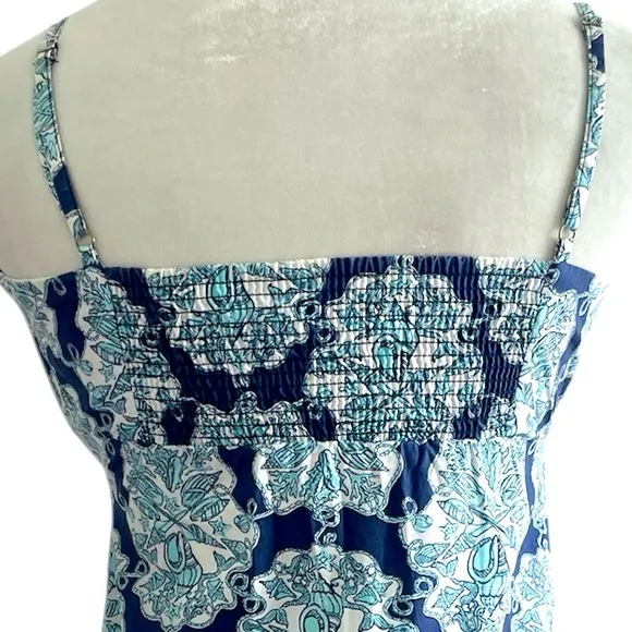 Lilly Pulitzer Adorable Rilee Bright Navy Hey Sailor Mermaid Lace Up Dress 2 EUC