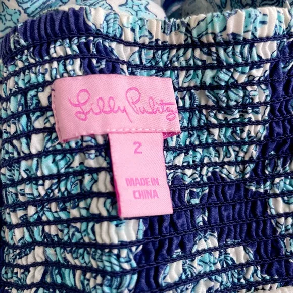 Lilly Pulitzer Adorable Rilee Bright Navy Hey Sailor Mermaid Lace Up Dress 2 EUC