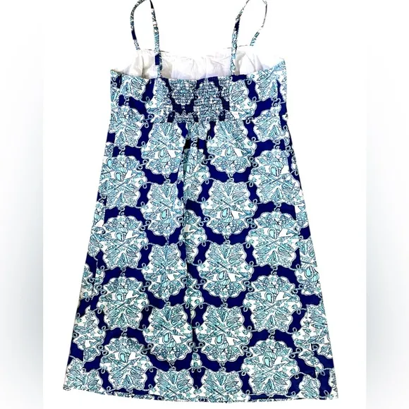 Lilly Pulitzer Adorable Rilee Bright Navy Hey Sailor Mermaid Lace Up Dress 2 EUC