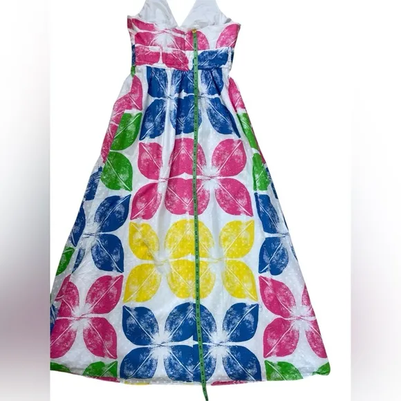 Lilly Pulitzer Classic White Painters Block Maxine Maxi Dress Wize 2 EUC