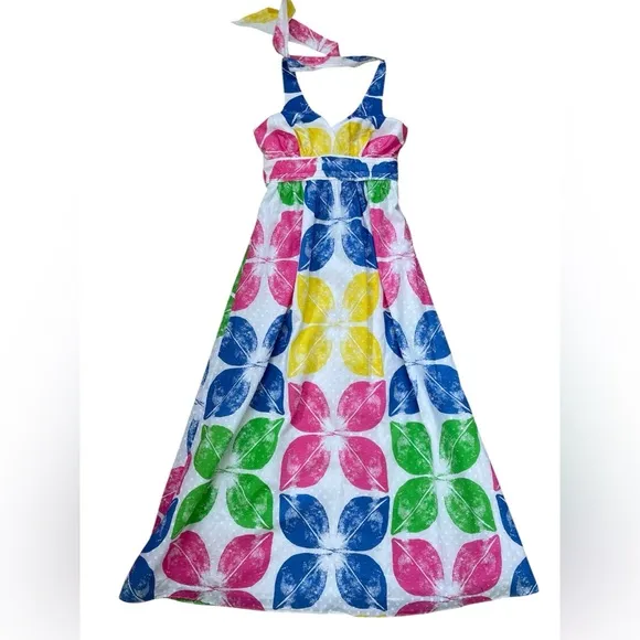 Lilly Pulitzer Classic White Painters Block Maxine Maxi Dress Wize 2 EUC
