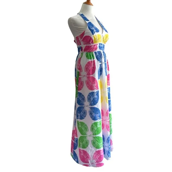 Lilly Pulitzer Classic White Painters Block Maxine Maxi Dress Wize 2 EUC