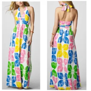 Lilly Pulitzer Classic White Painters Block Maxine Maxi Dress Wize 2 EUC