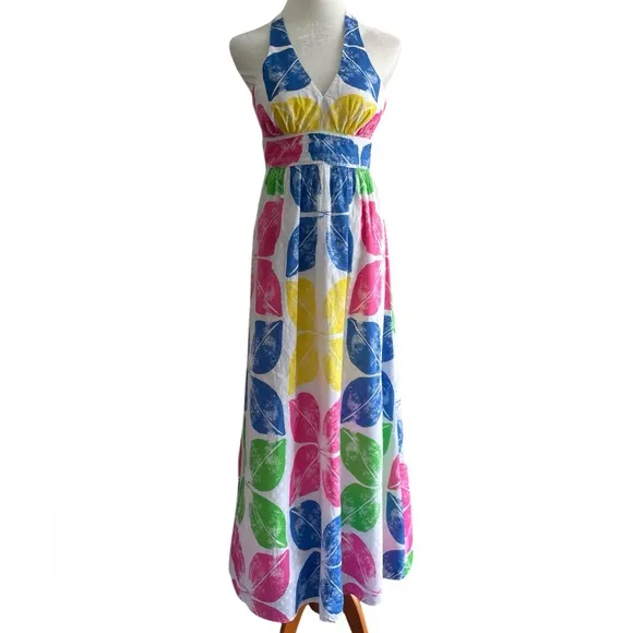 Lilly Pulitzer Classic White Painters Block Maxine Maxi Dress Wize 2 EUC
