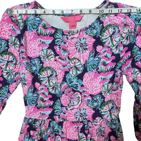 Lilly Pulitzer Dress XXS Pink Floral Long Sleeve A-Line Boho Party Beach Casual