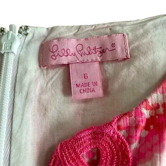 Lilly Pulitzer Hot Pink Ryder Shift Dress with Appliqué Detail NWOT size 6