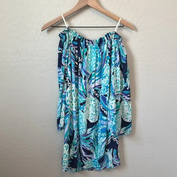 Lilly Pulitzer Nevie Off Shoulder Dress in Alotta Colada Pineapple Size XS