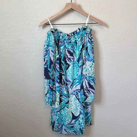 Lilly Pulitzer Nevie Off Shoulder Dress in Alotta Colada Pineapple Size XS