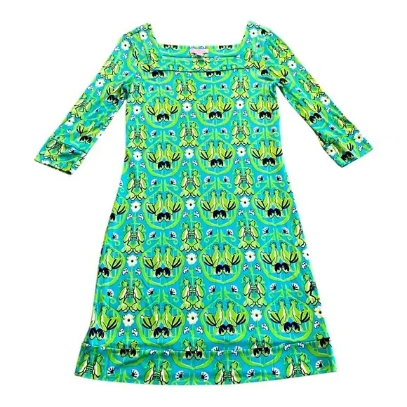 Lilly Pulitzer Newport Silk Dress in Multi &quot;Caw Me&quot; Size 2 Blue Green Cockatiel