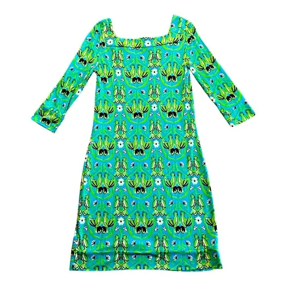 Lilly Pulitzer Newport Silk Dress in Multi &quot;Caw Me&quot; Size 2 Blue Green Cockatiel