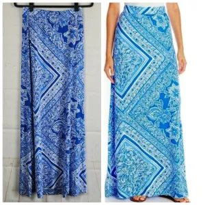 Lilly Pulitzer Nola A-Line Resortwear Maxi Skirt Blue Crush Open Water Print S