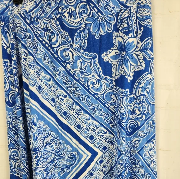 Lilly Pulitzer Nola A-Line Resortwear Maxi Skirt Blue Crush Open Water Print S