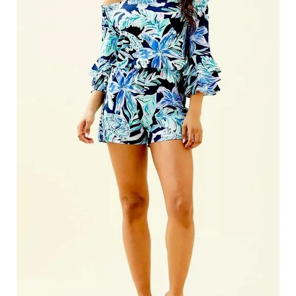 Lilly Pulitzer NWT Calla Romper Ready Set Gecko Size XXS