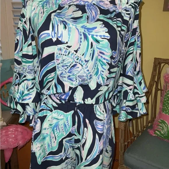 Lilly Pulitzer NWT Calla Romper Ready Set Gecko Size XXS