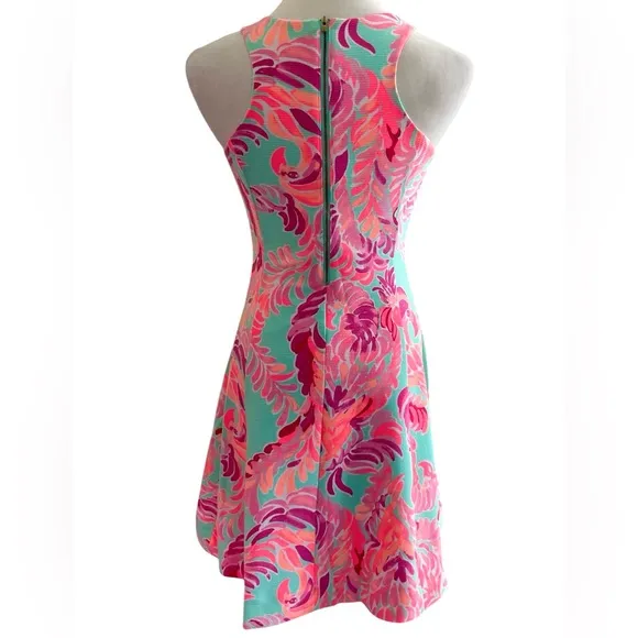 Lilly Pulitzer Poolside Blue Love Birds Cove Dress Fit And Flare XS EUC