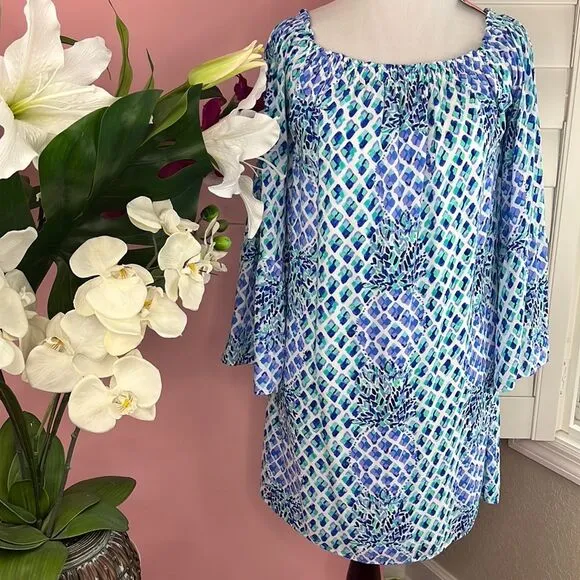 Lilly Pulitzer Resort White Toe In Pineapple Off The Shoulder Nevie Dress