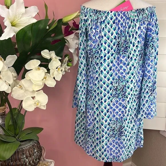 Lilly Pulitzer Resort White Toe In Pineapple Off The Shoulder Nevie Dress