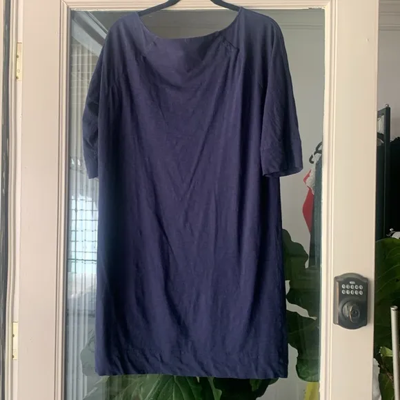 Lilly Pulitzer Solid T-shirt Dress Pima Cotton Short Sleeves Large Navy Blue