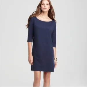 Lilly Pulitzer Solid T-shirt Dress Pima Cotton Short Sleeves Large Navy Blue