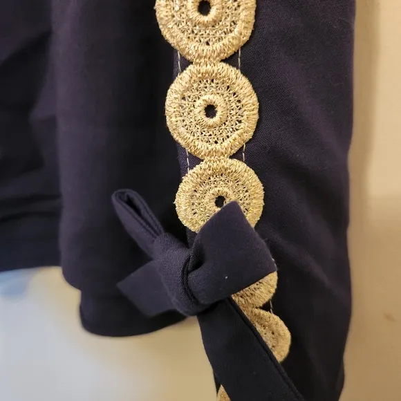 Lilly Pulitzer Stella Shift Dress Navy Gold Size 8 | Bows &amp; Pockets