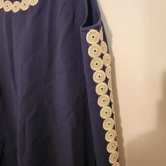 Lilly Pulitzer Stella Shift Dress Navy Gold Size 8 | Bows &amp; Pockets