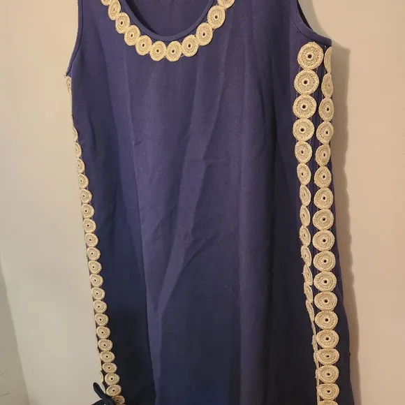 Lilly Pulitzer Stella Shift Dress Navy Gold Size 8 | Bows &amp; Pockets