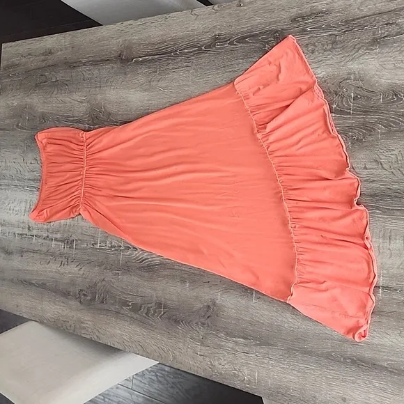 Lilly Pulitzer Strapless Meridien Asymmetric Ruffle Hem Maxi Dress Coral Small
