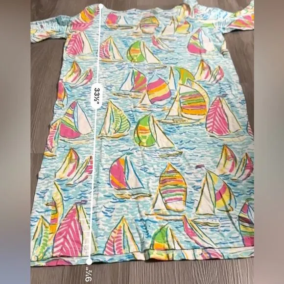 Lilly Pulitzer You Gotta Regatta Camie Sailboat Print Short Sleeve Dress‎ Sz S
