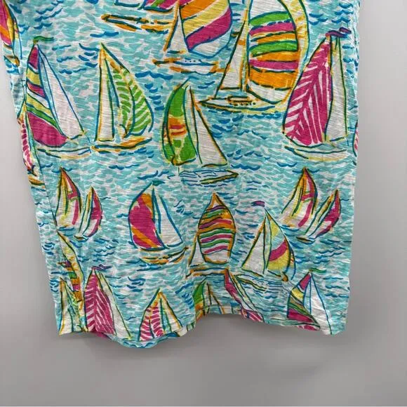 Lilly Pulitzer You Gotta Regatta Camie Sailboat Print Short Sleeve Dress‎ Sz S
