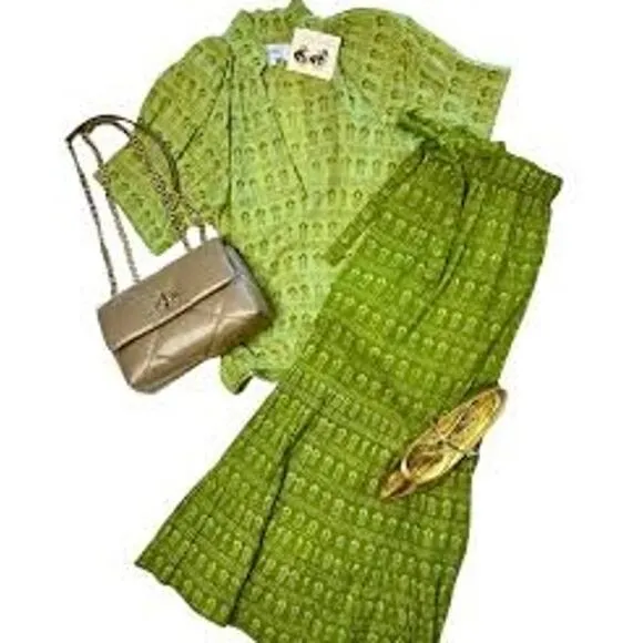 Livro Market Tiered Maxi Skirt in Dark Mossy Sprig Green 1467991 XS XSmall NEW