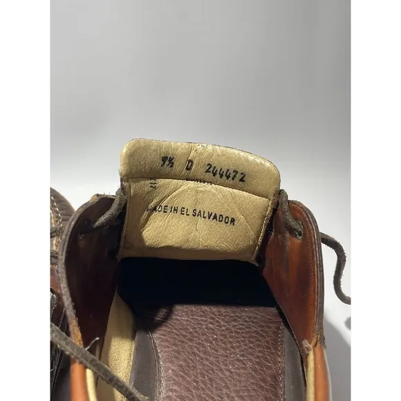 LL Bean Allagash Bison Men's Brown Leather Slip On Handsewn Boat Shoes Size 9.5