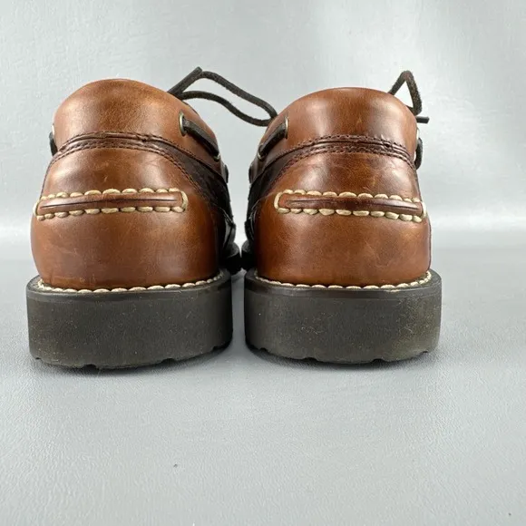 LL Bean Allagash Bison Shoes Mens 12EE Brown Leather Handsewn Oxford Boat Preppy